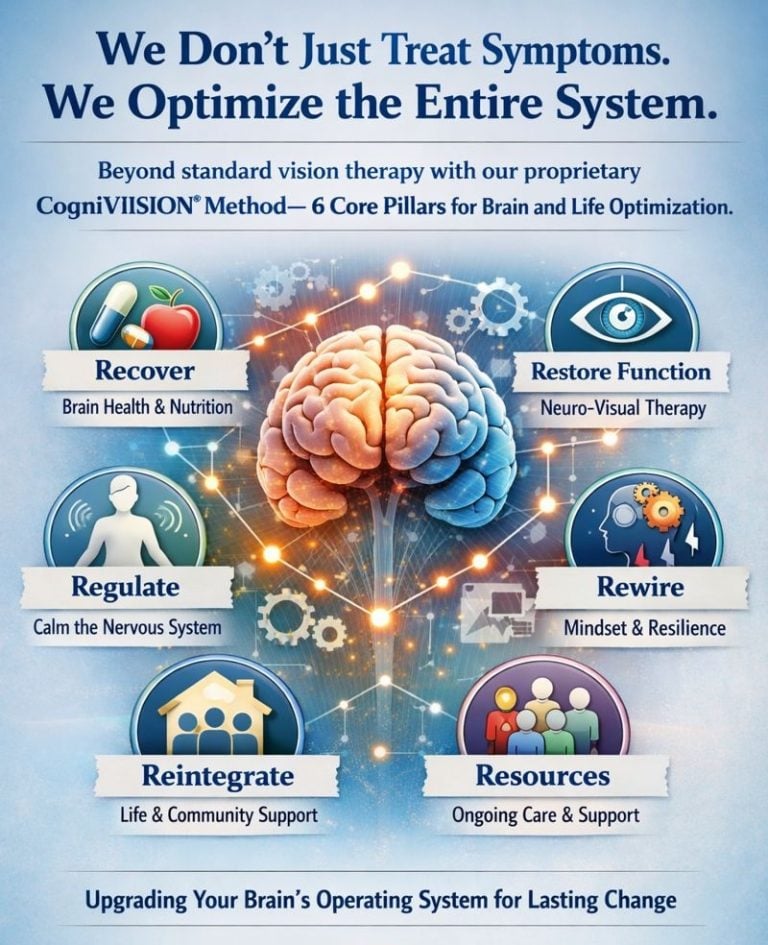 A clean, professional graphic illustrating the 6 pillars of the CogniViiSION® method