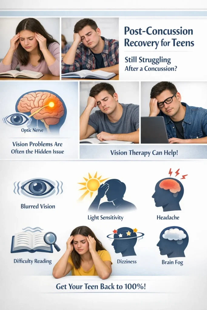 Infographic on post-concussion vision recovery