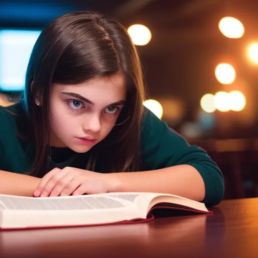 Teen struggling to read late at night