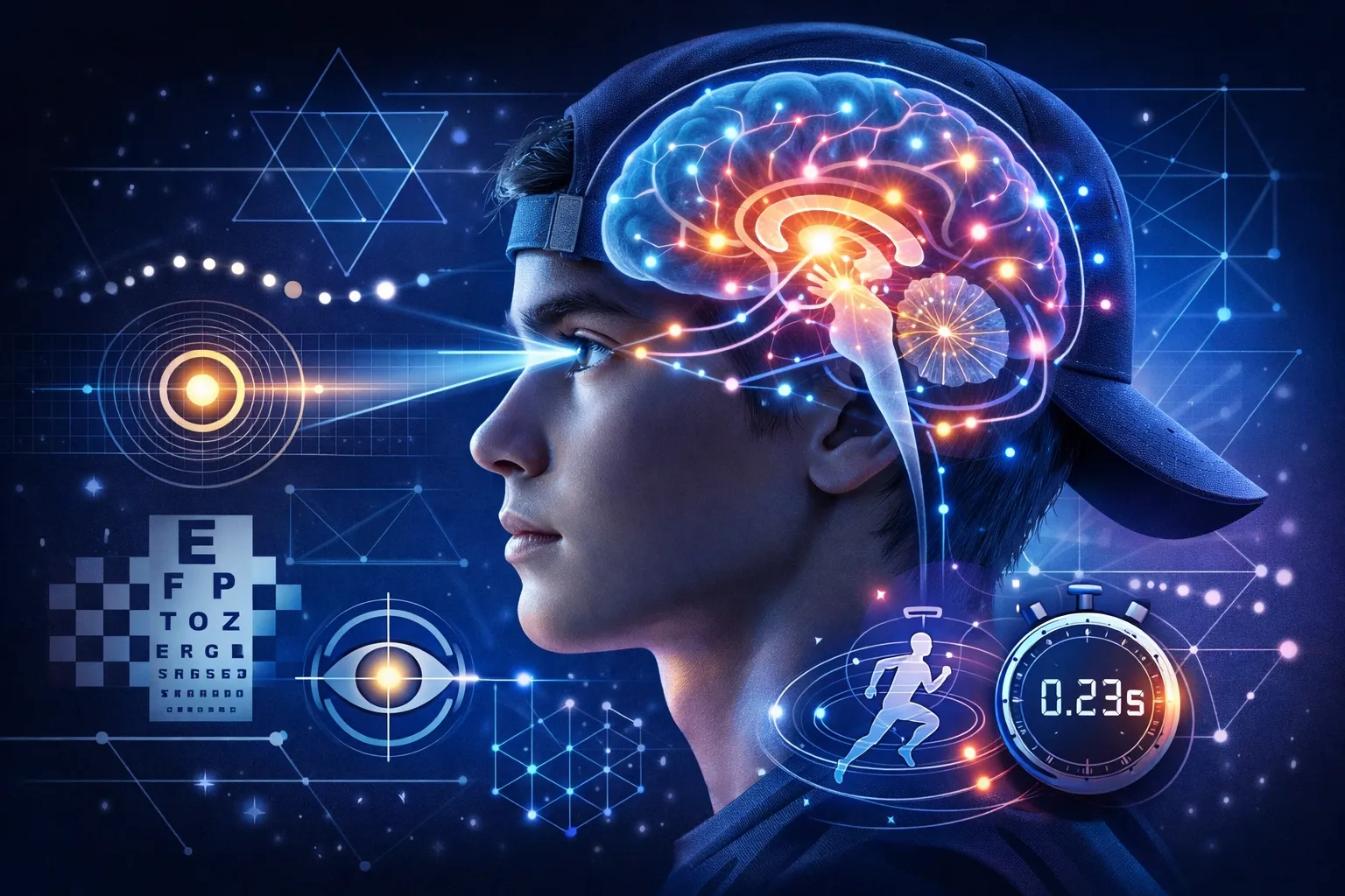 Illustration of the brain and eyes working together during vision training